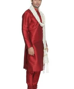 VASTRAMAY Men's White Viscose Dupatta