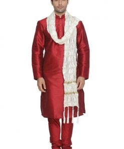 VASTRAMAY Men's White Viscose Dupatta