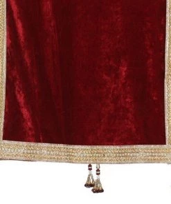 Vastramay Men's Maroon Velvet Dupatta 9 Vastramay Men's Maroon Velvet Dupatta