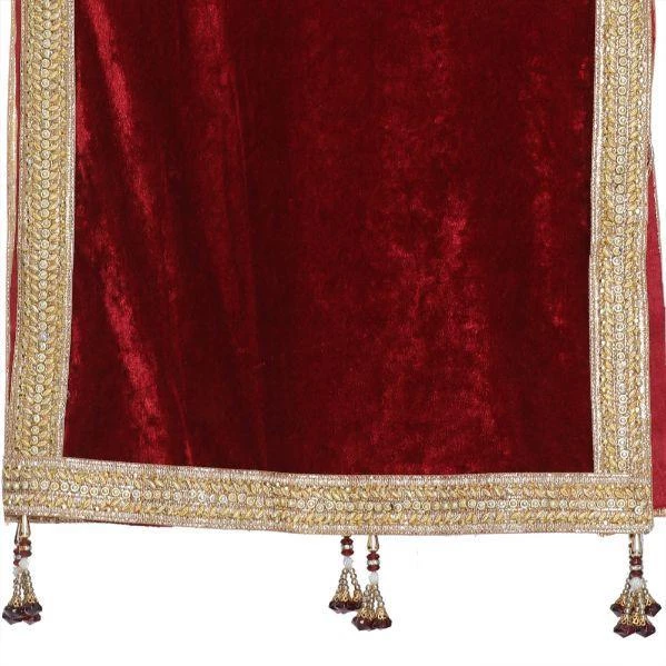 Vastramay Men's Maroon Velvet Dupatta 6 Vastramay Men's Maroon Velvet Dupatta