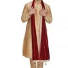 Vastramay Men's Maroon Velvet Dupatta 2 Vastramay Men's Maroon Velvet Dupatta