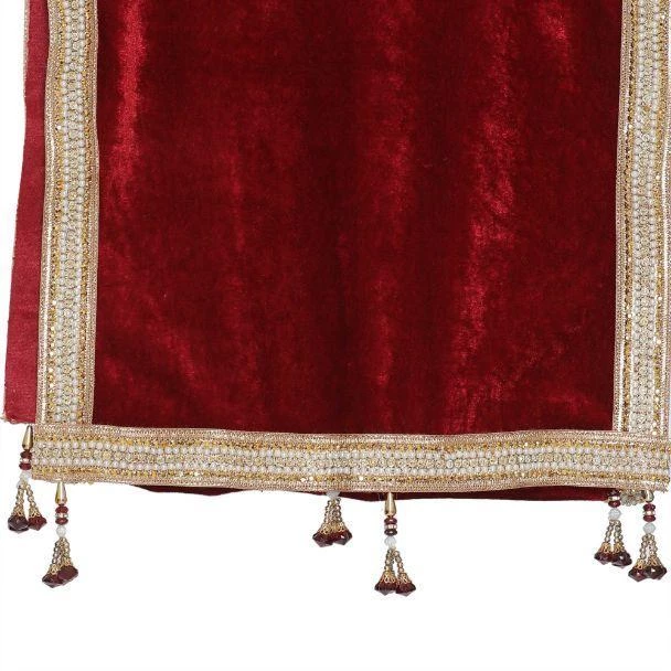 Vastramay Men's Maroon Velvet Dupatta 6 Vastramay Men's Maroon Velvet Dupatta
