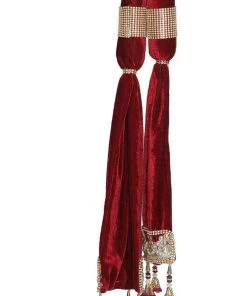 Vastramay Men's Maroon Velvet Dupatta 9 Vastramay Men's Maroon Velvet Dupatta