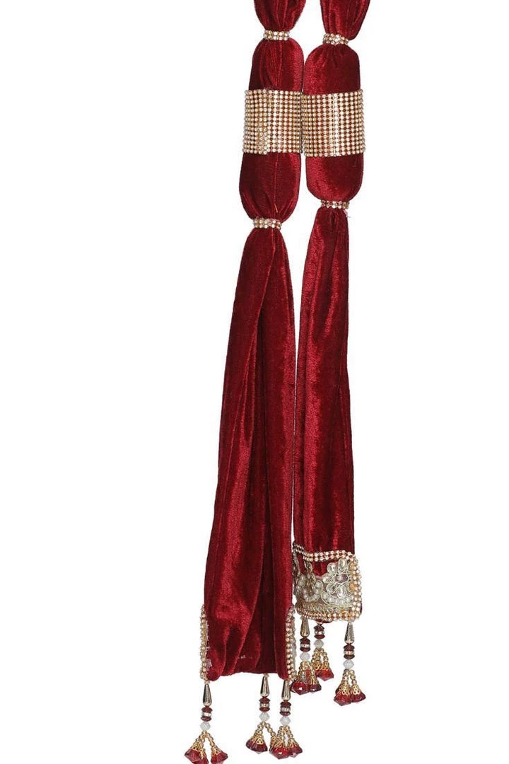 Vastramay Men's Maroon Velvet Dupatta 6 Vastramay Men's Maroon Velvet Dupatta