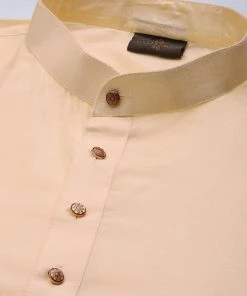 Vastramay Men's Rose Gold Cotton Blend Kurta Dhoti And Dupatta Set Dhoti Kurta Sets