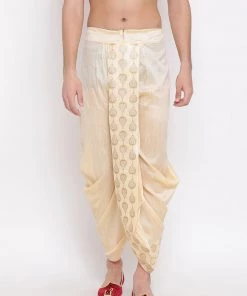 Vastramay Men's Gold Embroidered Dhoti Pant