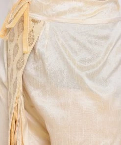 Vastramay Men's Gold Embroidered Dhoti Pant