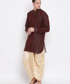 Vastramay Men's Gold Embroidered Dhoti Pant