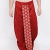 Vastramay Men's Maroon Embroidered Dhoti Pant