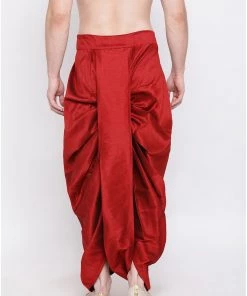 Vastramay Men's Maroon Embroidered Dhoti Pant