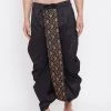 Vastramay Men's Black Silk Blend Embroidered Dhoti