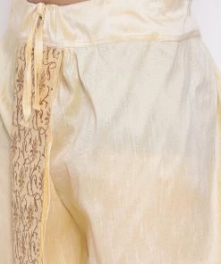 Vastramay Men's Gold Embroidered Dhoti Pant