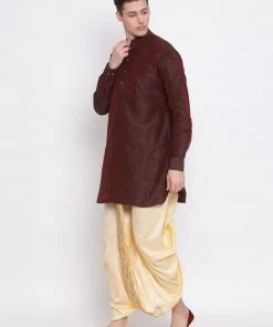 Vastramay Men's Gold Embroidered Dhoti Pant
