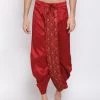 Vastramay Men's Maroon Embroidered Dhoti Pant