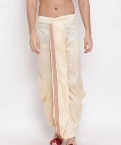 Vastramay Men's Gold Embroidered Dhoti Pant