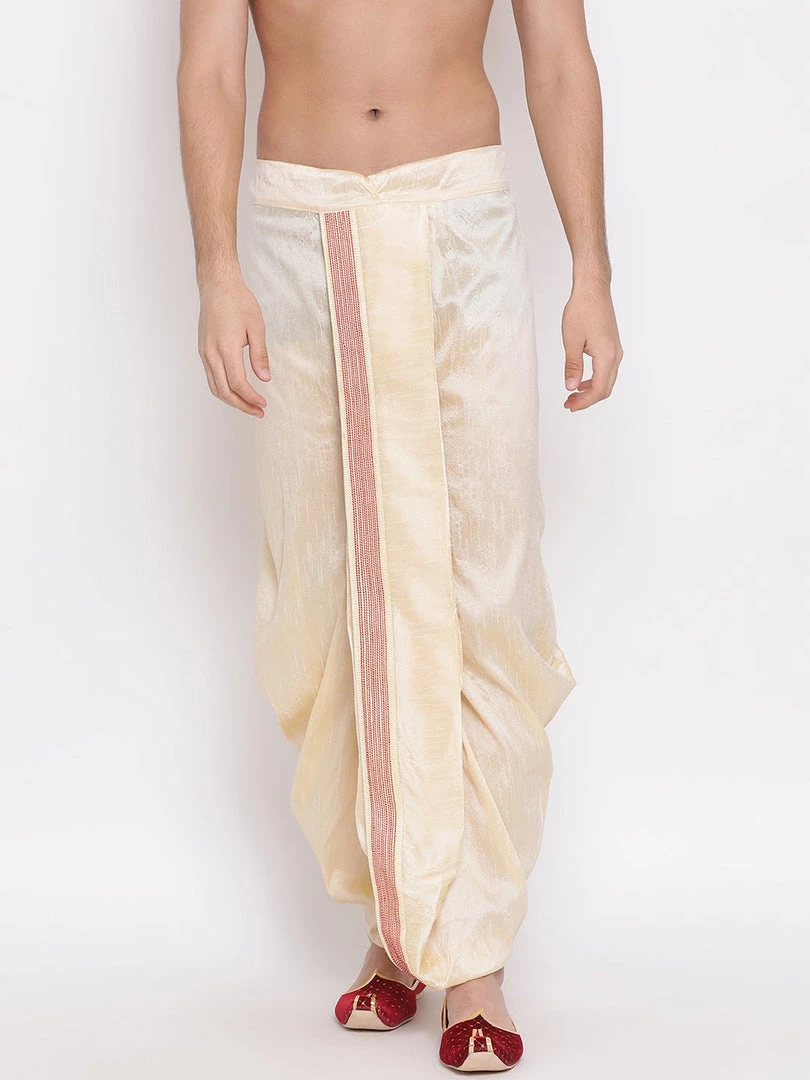 Vastramay Men's Gold Embroidered Dhoti Pant 3 Vastramay Men's Gold Embroidered Dhoti Pant