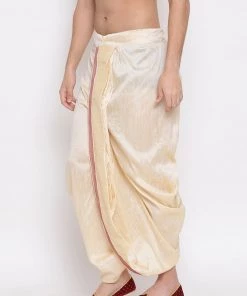 Vastramay Men's Gold Embroidered Dhoti Pant
