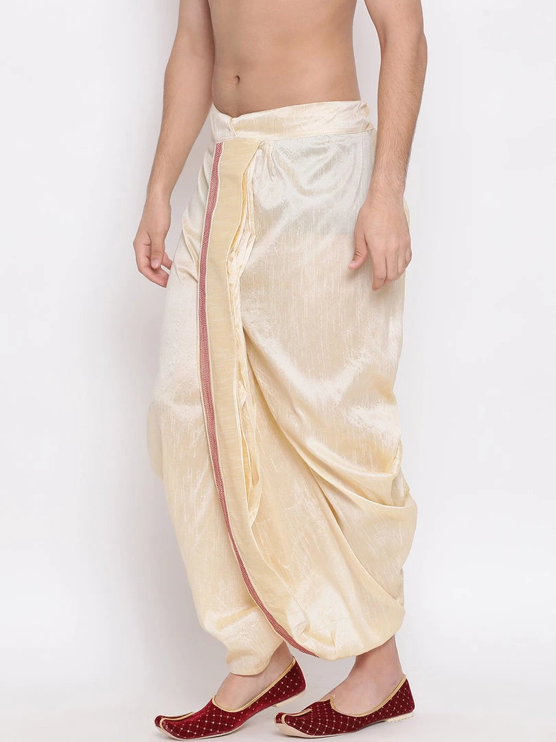 Vastramay Men's Gold Embroidered Dhoti Pant 4 Vastramay Men's Gold Embroidered Dhoti Pant