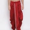 Vastramay Men's Maroon Embroidered Dhoti Pant 1 Vastramay Men's Maroon Embroidered Dhoti Pant