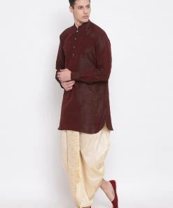 Vastramay Men's Gold Embroidered Dhoti Pant