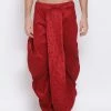 Vastramay Men's Maroon Embroidered Dhoti Pant 2 Vastramay Men's Maroon Embroidered Dhoti Pant