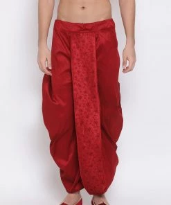 Vastramay Men's Maroon Embroidered Dhoti Pant