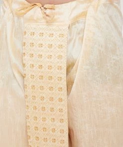 Vastramay Men's Gold Embroidred Dhoti