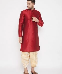 Vastramay Men's Gold Embroidred Dhoti