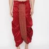 Vastramay Men's Maroon Embroidred Dhoti