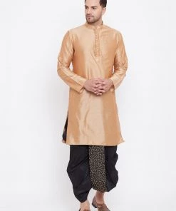 Vastramay Men's Black Silk Blend Embroidered Dhoti 12 Vastramay Men's Black Silk Blend Embroidered Dhoti