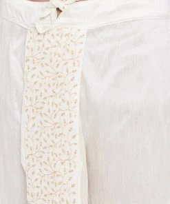 Vastramay Men's Cream Silk Blend Embroidered Dhoti 11 Vastramay Men's Cream Silk Blend Embroidered Dhoti