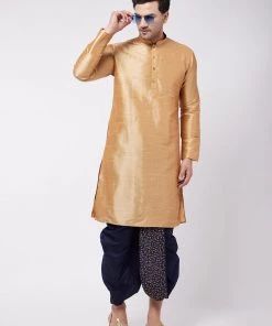 VASTRAMAY Men's Navy Blue Silk Blend Embroidered Dhoti 12 VASTRAMAY Men's Navy Blue Silk Blend Embroidered Dhoti