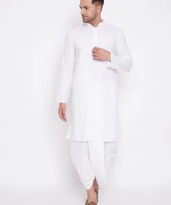 Vastramay Men's White Traditional Dhoti