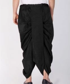 Vastramay Men's Black Cotton Silk Blend Dhoti
