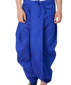 Vastramay Men's Blue Cotton Silk Blend Dhoti