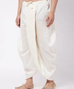 Vastramay Men's Cream Silk Blend Traditional Dhoti