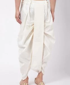 Vastramay Men's Cream Silk Blend Traditional Dhoti 10 Vastramay Men's Cream Silk Blend Traditional Dhoti