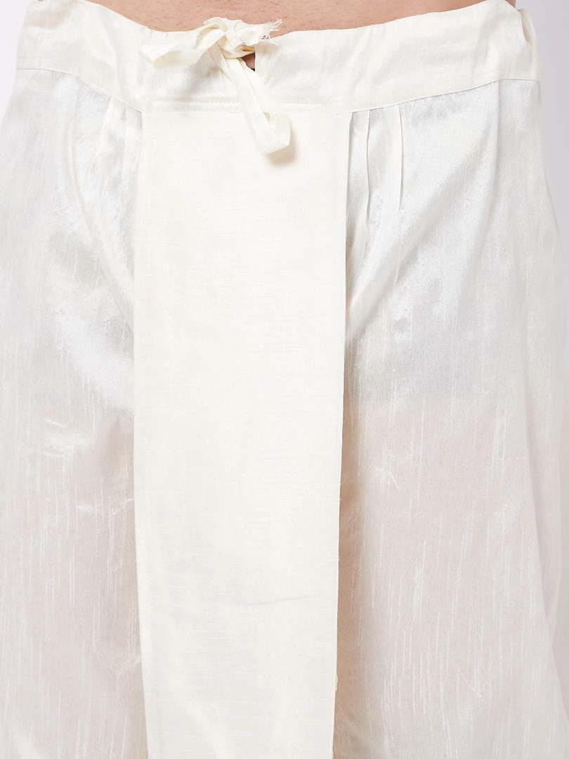 Vastramay Men's Cream Silk Blend Traditional Dhoti 6 Vastramay Men's Cream Silk Blend Traditional Dhoti