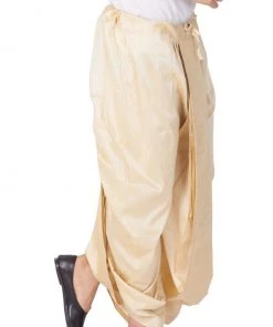 Vastramay Men's Gold Cotton Silk Blend Dhoti