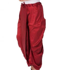 Vastramay Men's Maroon Cotton Silk Blend Dhoti