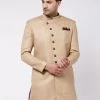 Sherwani/Indowestern Sets VASTRAMAY Men's Beige Jute Cotton Indowestern 2 Sherwani/Indowestern Sets VASTRAMAY Men's Beige Jute Cotton Indowestern