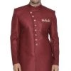 Vastramay Men's Maroon Silk Blend Sherwani Only Top