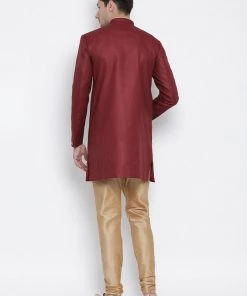 Vastramay Men's Maroon Silk Blend Sherwani Set 11 Vastramay Men's Maroon Silk Blend Sherwani Set