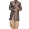 Vastramay Men's Brown Cotton Silk Blend Sherwani Set Sherwani/Indowestern Sets