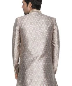 VASTRAMAY Men's Gold Silk Blend Sherwani -Only Top Buy 1 Get 1