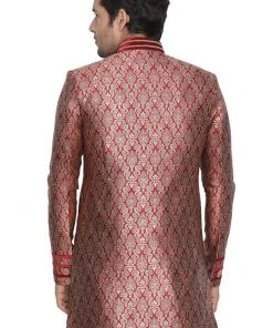 Sherwani/Indowestern VASTRAMAY Men's Maroon Silk Blend Sherwani-Only Top
