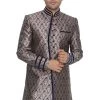 VASTRAMAY Men's Dark Blue Silk Blend Sherwani-Only Top Buy 1 Get 1 1 VASTRAMAY Men's Dark Blue Silk Blend Sherwani-Only Top Buy 1 Get 1