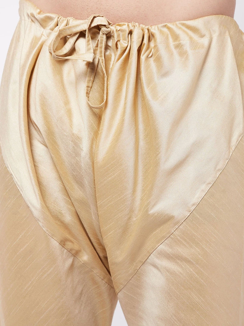 VASTRAMAY Men's Black Angrakha Style Indo Western Over Rose Gold Kurta Pyjama Set 8 VASTRAMAY Men's Black Angrakha Style Indo Western Over Rose Gold Kurta Pyjama Set