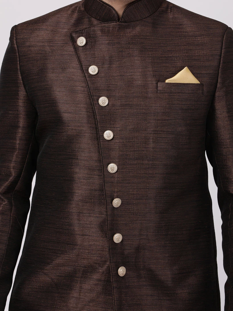 Vastramay Men's Brown Silk Blend Sherwani Only Top 5 Vastramay Men's Brown Silk Blend Sherwani Only Top