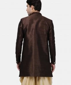 Vastramay Men's Brown Silk Blend Sherwani Only Top 11 Vastramay Men's Brown Silk Blend Sherwani Only Top